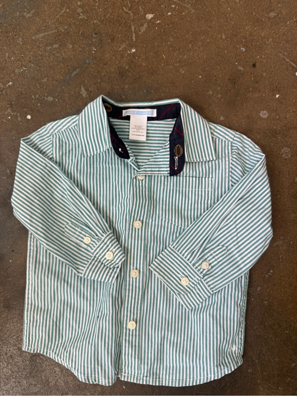 Janie and Jack Mint Green Striped Button-Down Shirt
